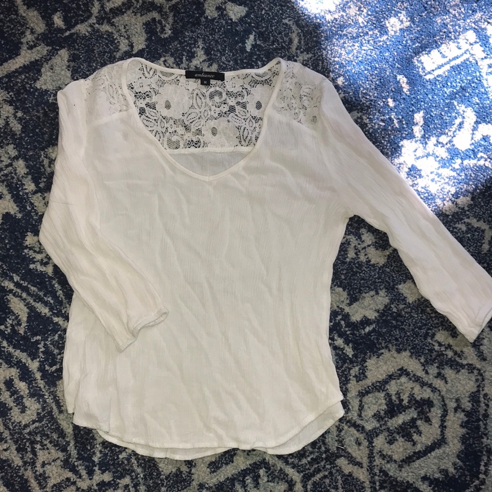White 3 quarter sleeve lace top